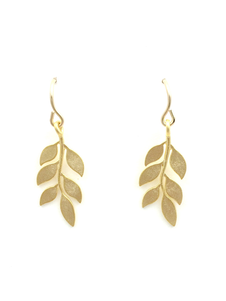 Delicate Gold Leaf Dangle Earrings