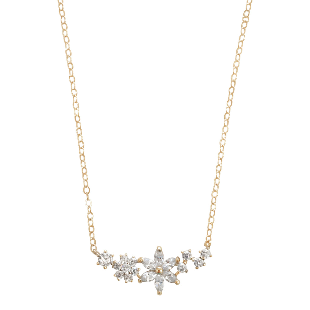 Clustered Crystal Floral Necklace