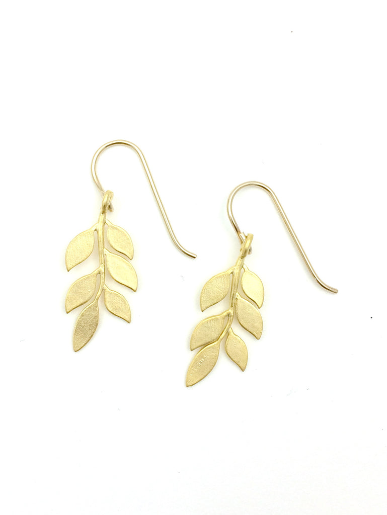Delicate Gold Leaf Dangle Earrings