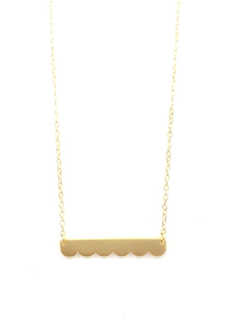 Gold Scalloped Bar Necklace