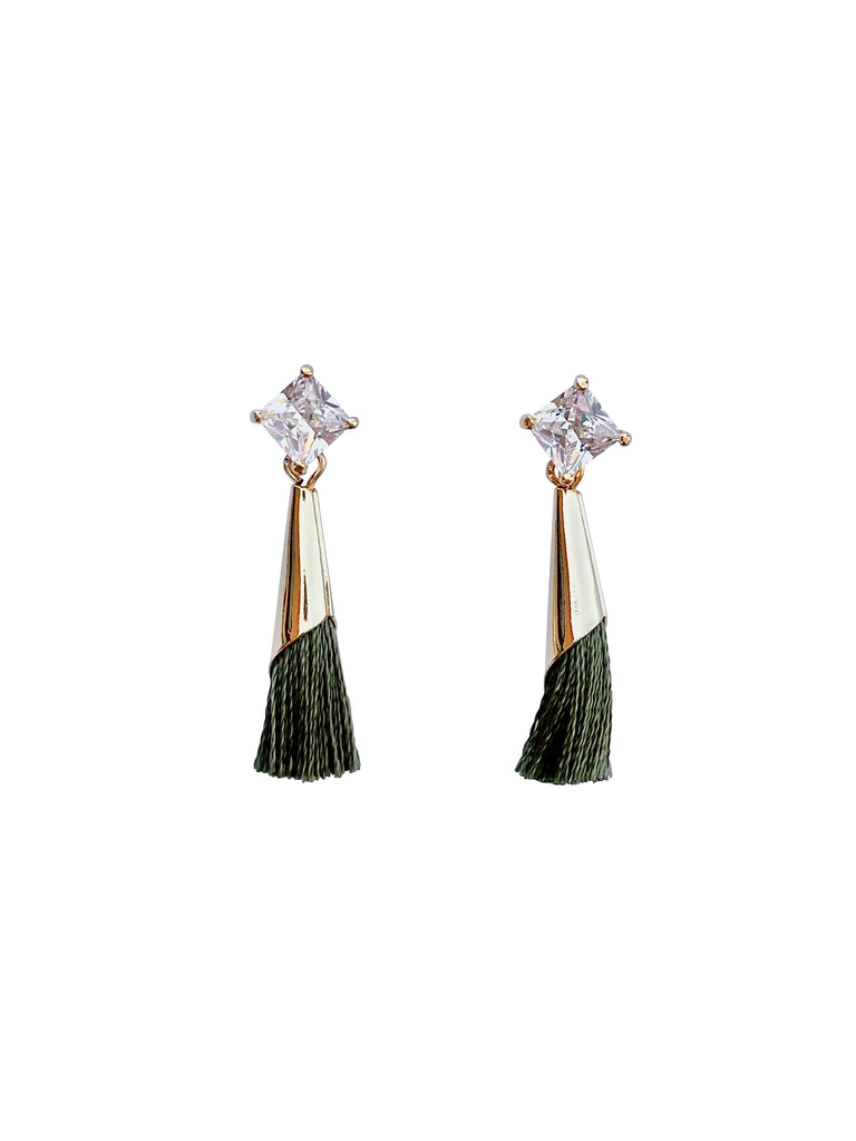 Crystal Post with Small Tassel Drops