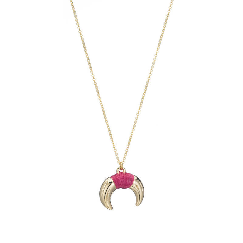 Pink Wrapped Horn Necklace