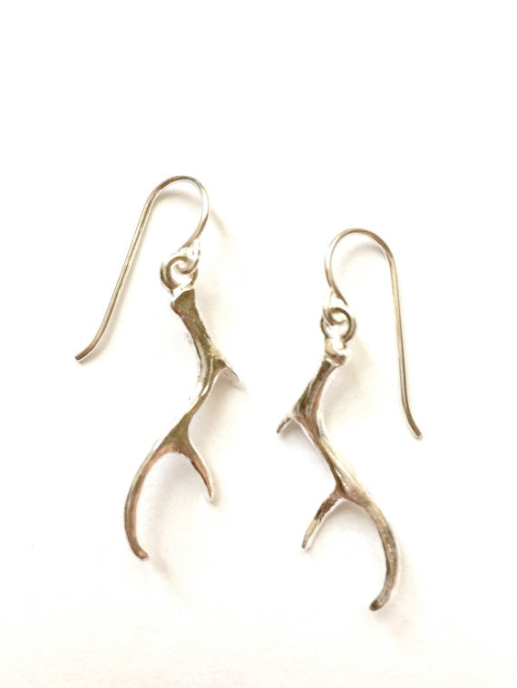 Silver Antler Earrings