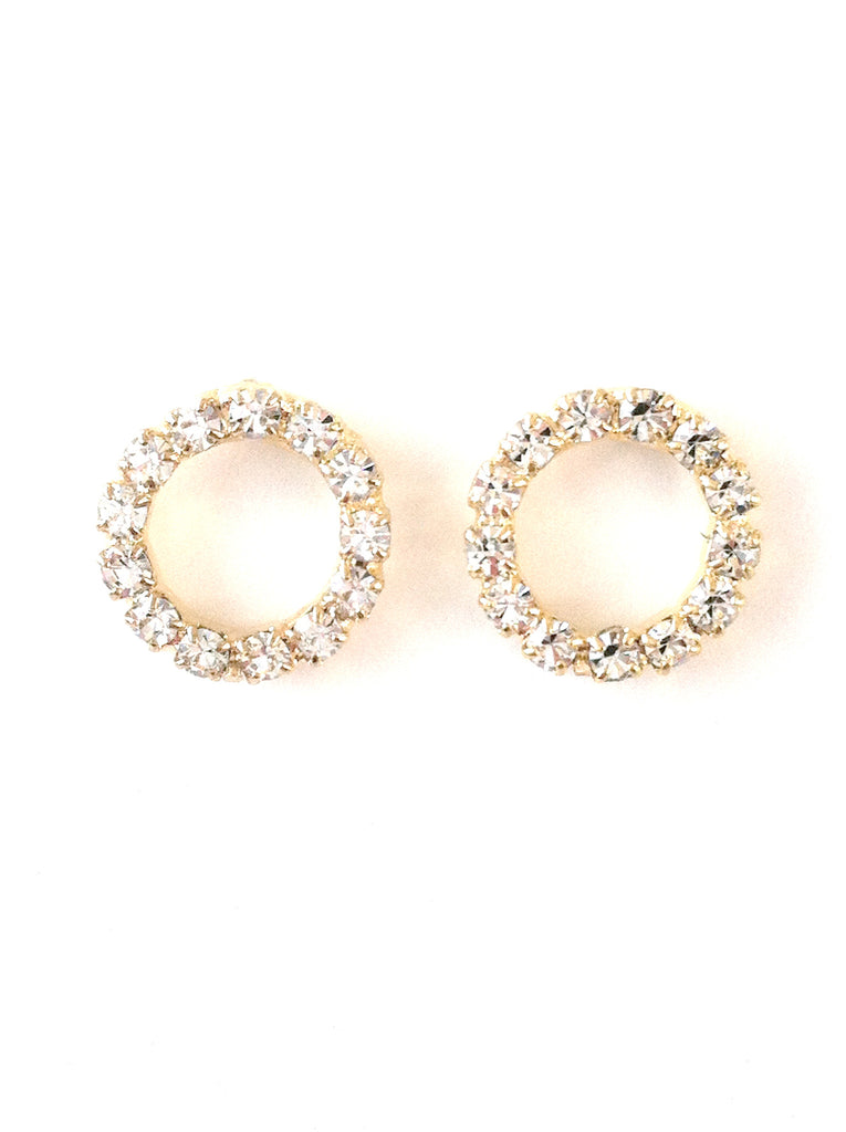 Swarovski Crystal Sparkle Small Hoop Gold Post Earrings